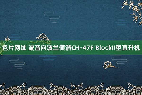 色片网址 波音向波兰倾销CH-47F BlockII型直升机