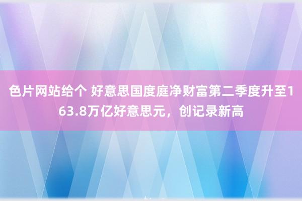 色片网站给个 好意思国度庭净财富第二季度升至163.8万亿好意思元，创记录新高