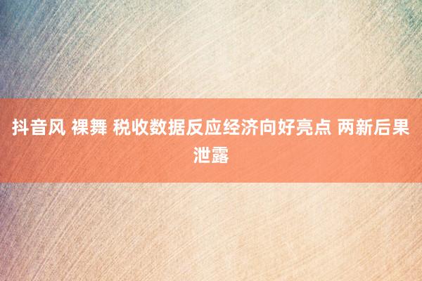 抖音风 裸舞 税收数据反应经济向好亮点 两新后果泄露