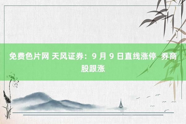 免费色片网 天风证券：9 月 9 日直线涨停  券商股跟涨