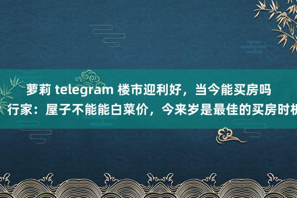 萝莉 telegram 楼市迎利好，当今能买房吗？行家：屋子不能能白菜价，今来岁是最佳的买房时机