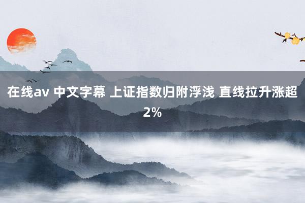 在线av 中文字幕 上证指数归附浮浅 直线拉升涨超2%