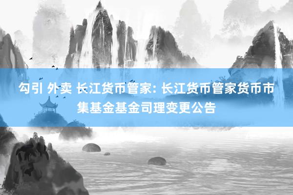 勾引 外卖 长江货币管家: 长江货币管家货币市集基金基金司理变更公告