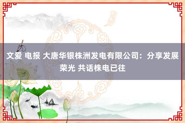 文爱 电报 大唐华银株洲发电有限公司：分享发展荣光 共话株电已往