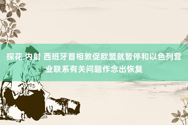 探花 内射 西班牙首相敦促欧盟就暂停和以色列营业联系有关问题作念出恢复