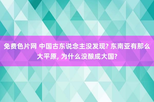 免费色片网 中国古东说念主没发现? 东南亚有那么大平原， 为什么没酿成大国?