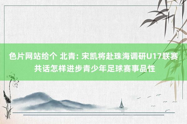 色片网站给个 北青: 宋凯将赴珠海调研U17联赛 共话怎样进步青少年足球赛事品性