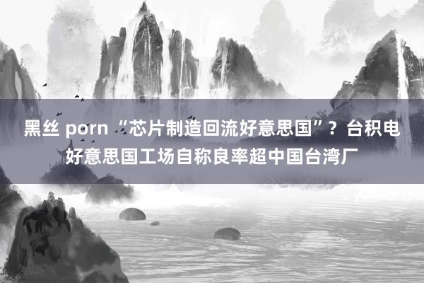 黑丝 porn “芯片制造回流好意思国”？台积电好意思国工场自称良率超中国台湾厂