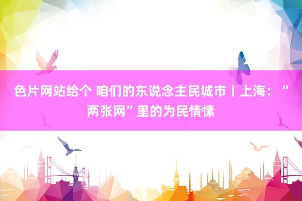 色片网站给个 咱们的东说念主民城市丨上海：“两张网”里的为民情愫