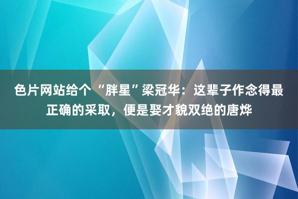 色片网站给个 “胖星”梁冠华：这辈子作念得最正确的采取，便是娶才貌双绝的唐烨