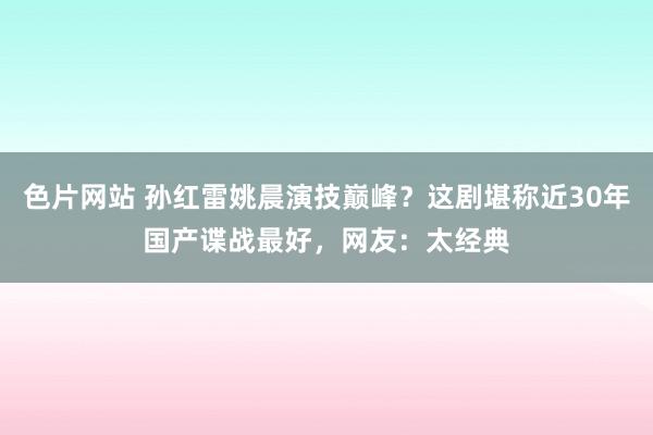 色片网站 孙红雷姚晨演技巅峰？这剧堪称近30年国产谍战最好，网友：太经典