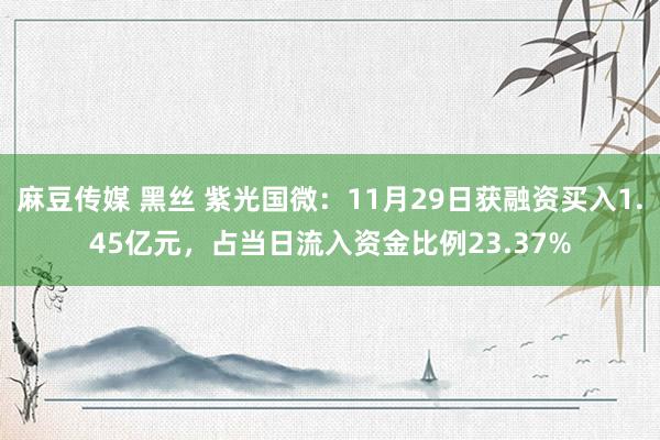 麻豆传媒 黑丝 紫光国微：11月29日获融资买入1.45亿元，占当日流入资金比例23.37%