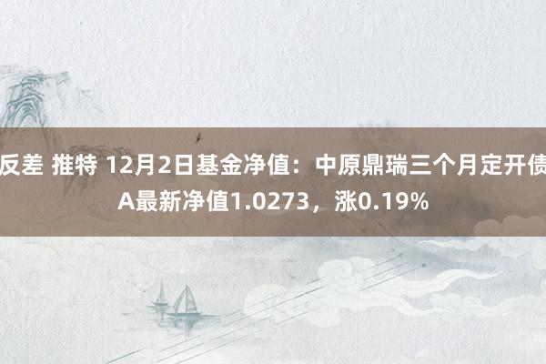 反差 推特 12月2日基金净值：中原鼎瑞三个月定开债A最新净值1.0273，涨0.19%