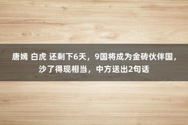 唐嫣 白虎 还剩下6天，9国将成为金砖伙伴国，沙了得现相当，中方送出2句话