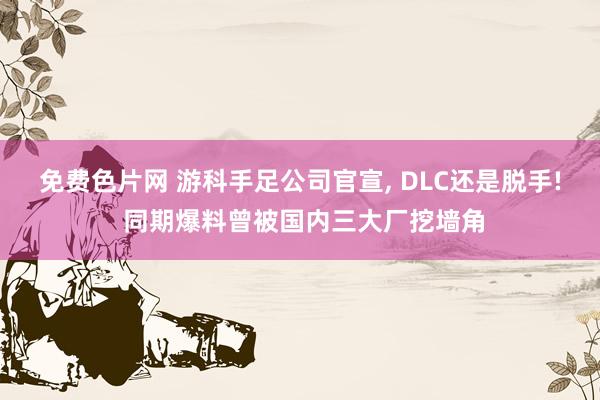 免费色片网 游科手足公司官宣， DLC还是脱手! 同期爆料曾被国内三大厂挖墙角