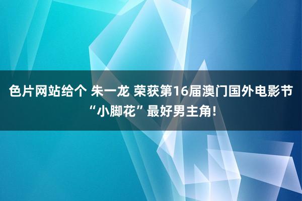 色片网站给个 朱一龙 荣获第16届澳门国外电影节“小脚花”最好男主角!