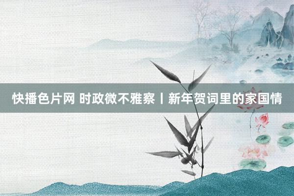 快播色片网 时政微不雅察丨新年贺词里的家国情