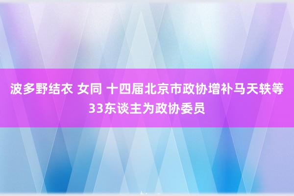 波多野结衣 女同 十四届北京市政协增补马天轶等33东谈主为政协委员