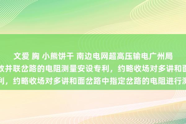 文爱 胸 小熊饼干 南边电网超高压输电广州局央求欺骗于一次拓荒狂放并联岔路的电阻测量安设专利，约略收场对多讲和面岔路中指定岔路的电阻进行测量