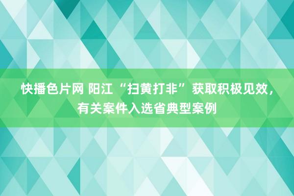 快播色片网 阳江 “扫黄打非” 获取积极见效，有关案件入选省典型案例