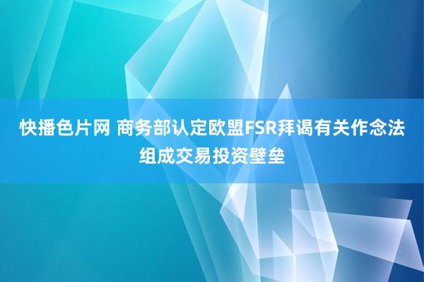 快播色片网 商务部认定欧盟FSR拜谒有关作念法组成交易投资壁垒