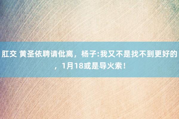 肛交 黄圣依聘请仳离，杨子:我又不是找不到更好的，1月18或是导火索！