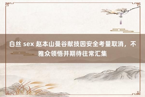 白丝 sex 赵本山曼谷献技因安全考量取消，不雅众领悟并期待往常汇集