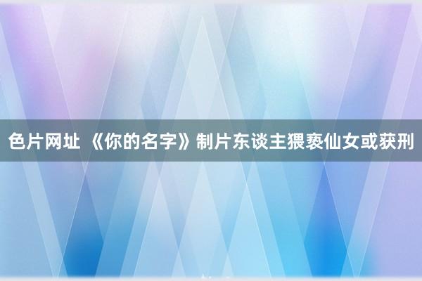 色片网址 《你的名字》制片东谈主猥亵仙女或获刑